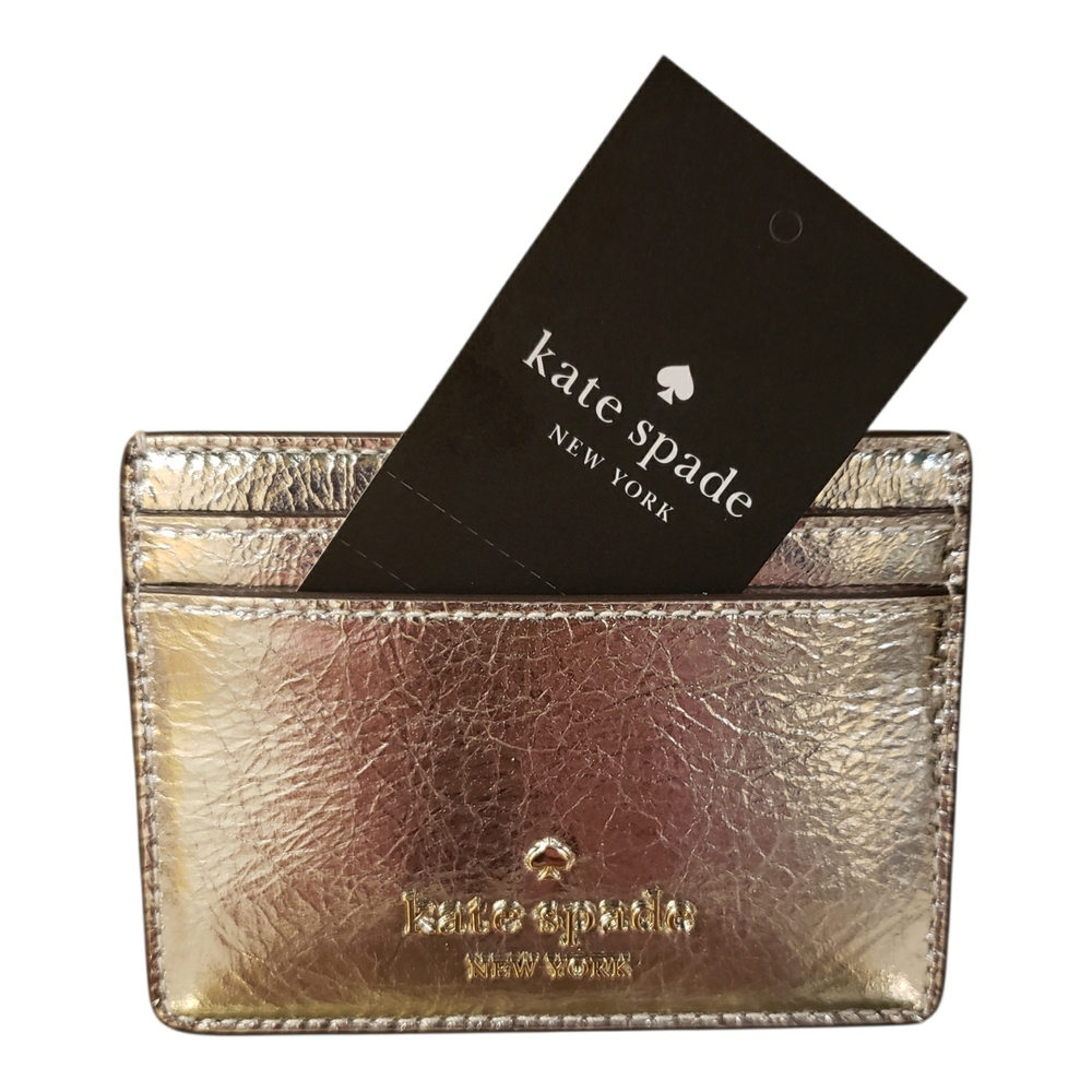 NWT! Kate Spade Metallic Silver Card Holder - Retail $89